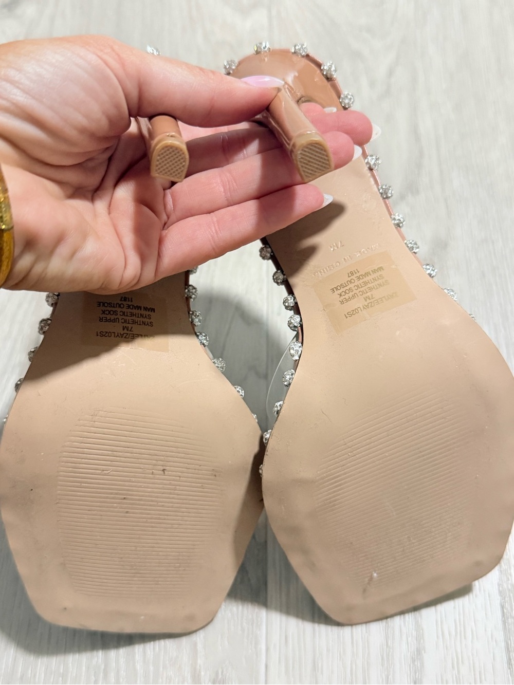 Steve Madden Nude Clear Rhinestone-Trim Slide Heels - Picture 5 of 5